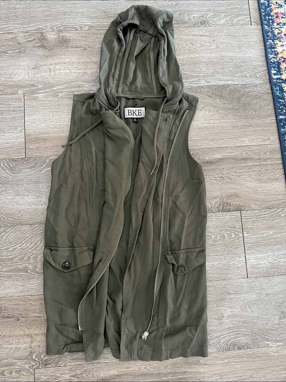 BKE Olive Hooded Utility Vest